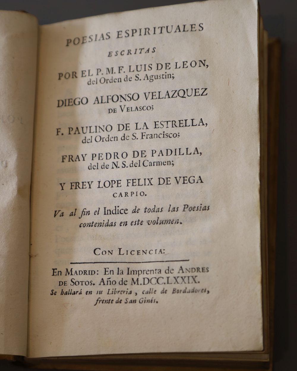 Leon, Fray Luis de.- Velazquez, Diego Alfonso; Estrella, Paulino de la; Padilla, Pedro de; Vega, Lope Félix de - Poesias Espirituales,